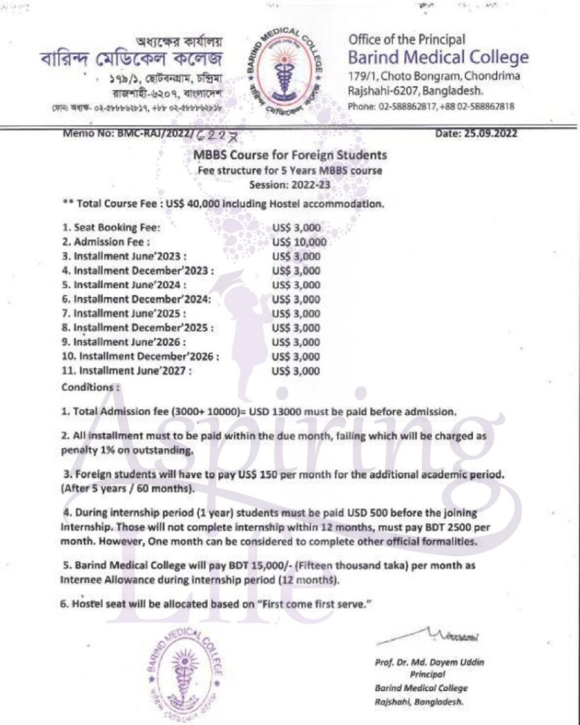 Mainamoti Medical College – Offer Letter